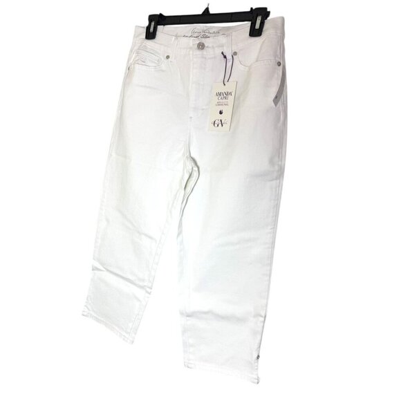 Gloria Vanderbilt Womens White Straight Leg Cut Amanda Capri Pants Sz 10 New - Picture 5 of 10